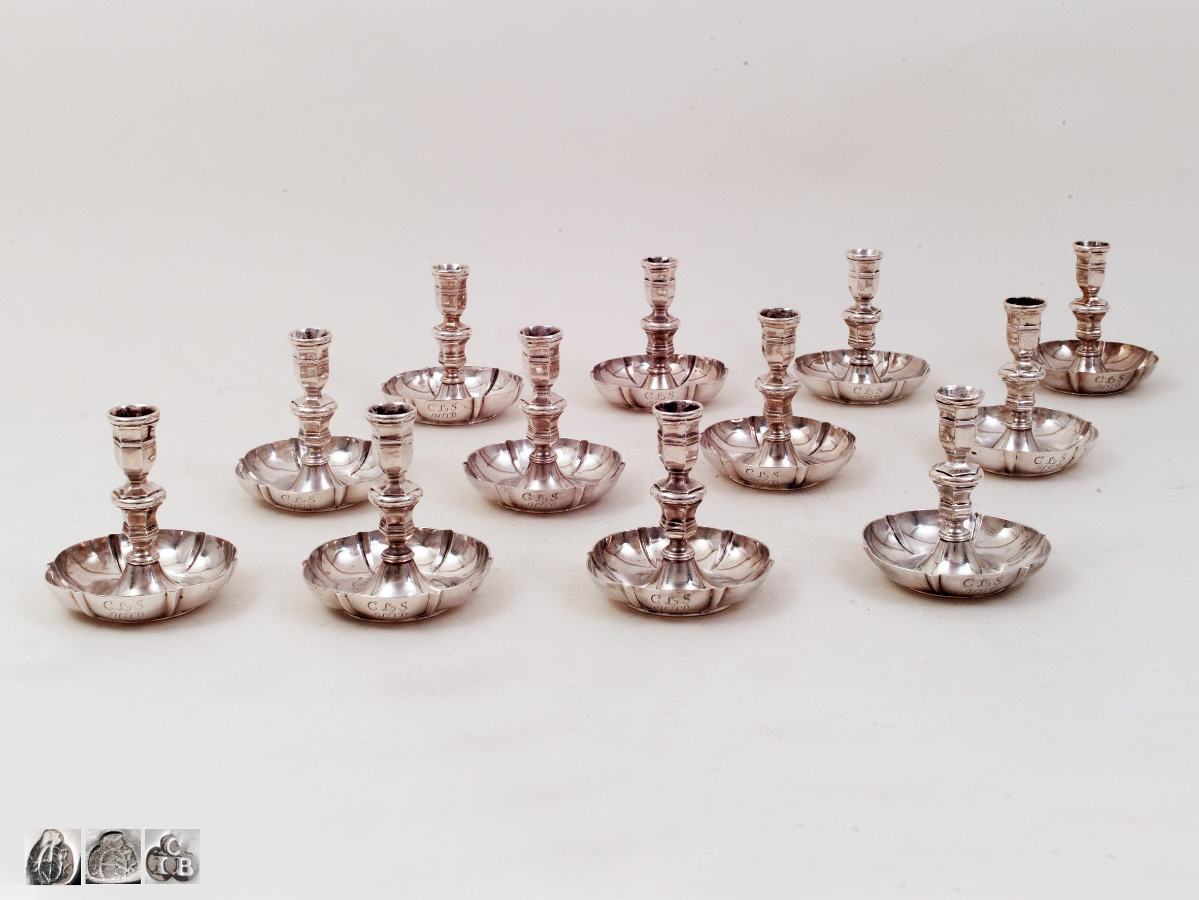 antique silver candlesticks, set, Vienna