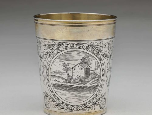 Silver beaker baroque, landscape