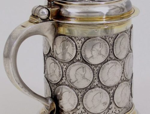 Silver large tankard with coins, Berlin 17th century