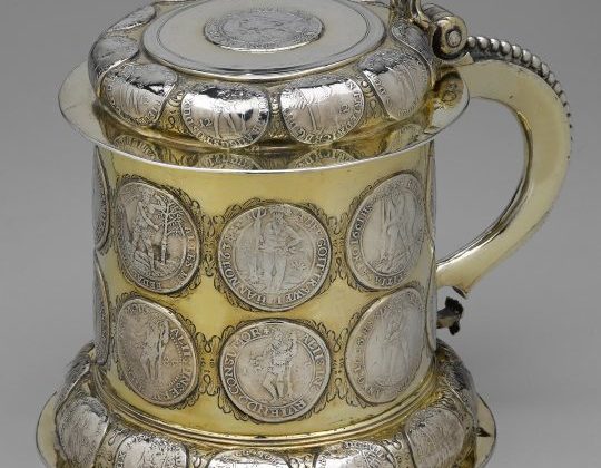 Antique Silver Tankard, Coins German 17th century