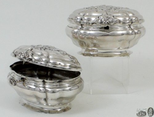 Silver boxes pair, sugar box 18th century