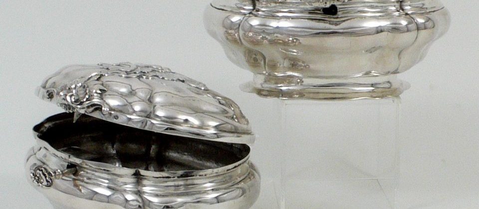 Silver boxes pair, sugar box 18th century