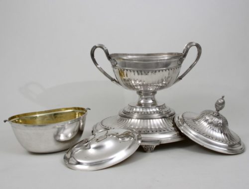 silver tureen, covered liner, neoclassical
