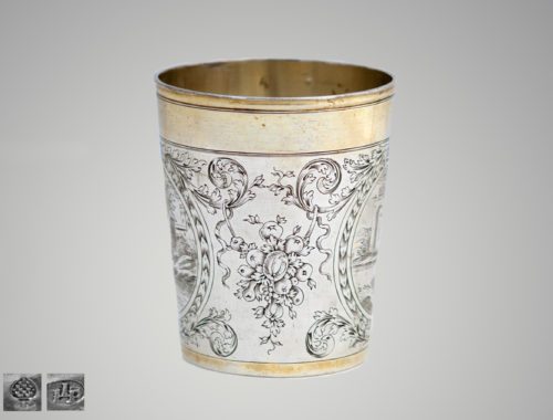 Silver gilt beaker, engravings, German