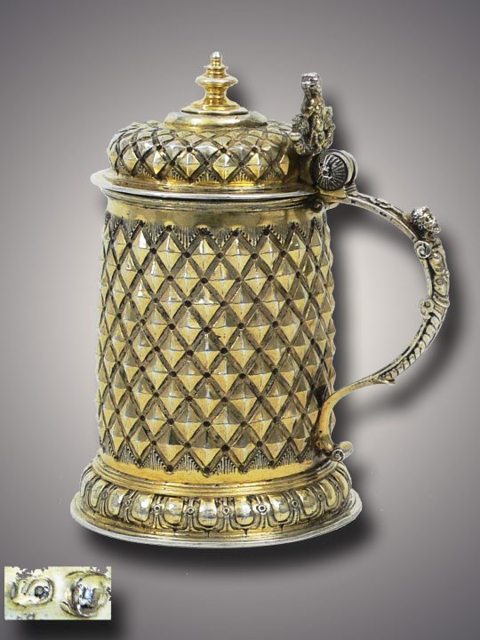 Silver Gilt Tankard with Diamond-Decor, German 16th century