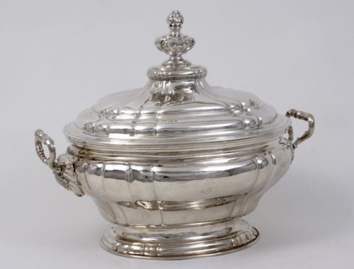silver tureen with cover, gilt inside
