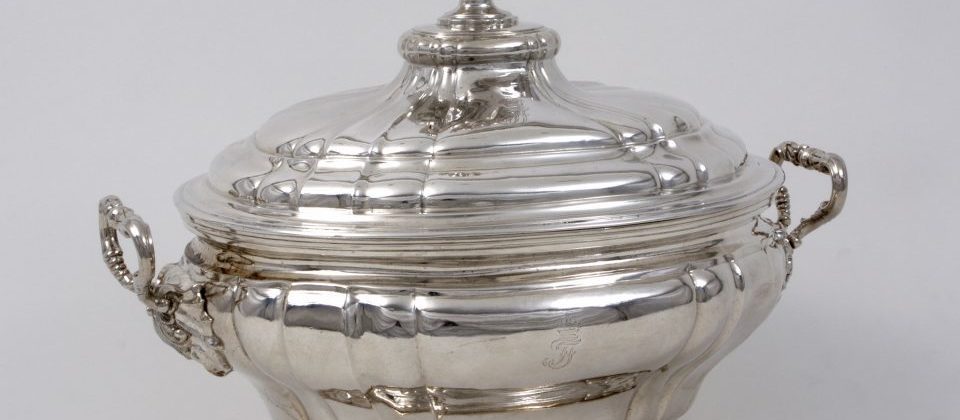 silver tureen with cover, gilt inside