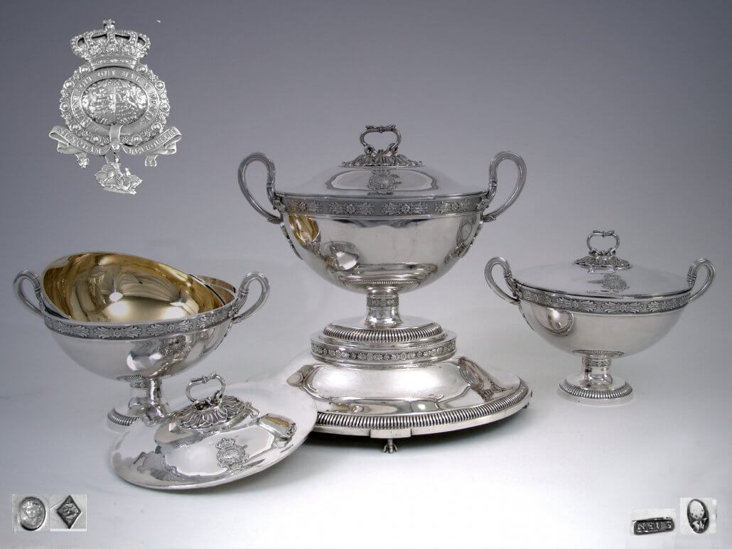 Royal silver tureens, French, German