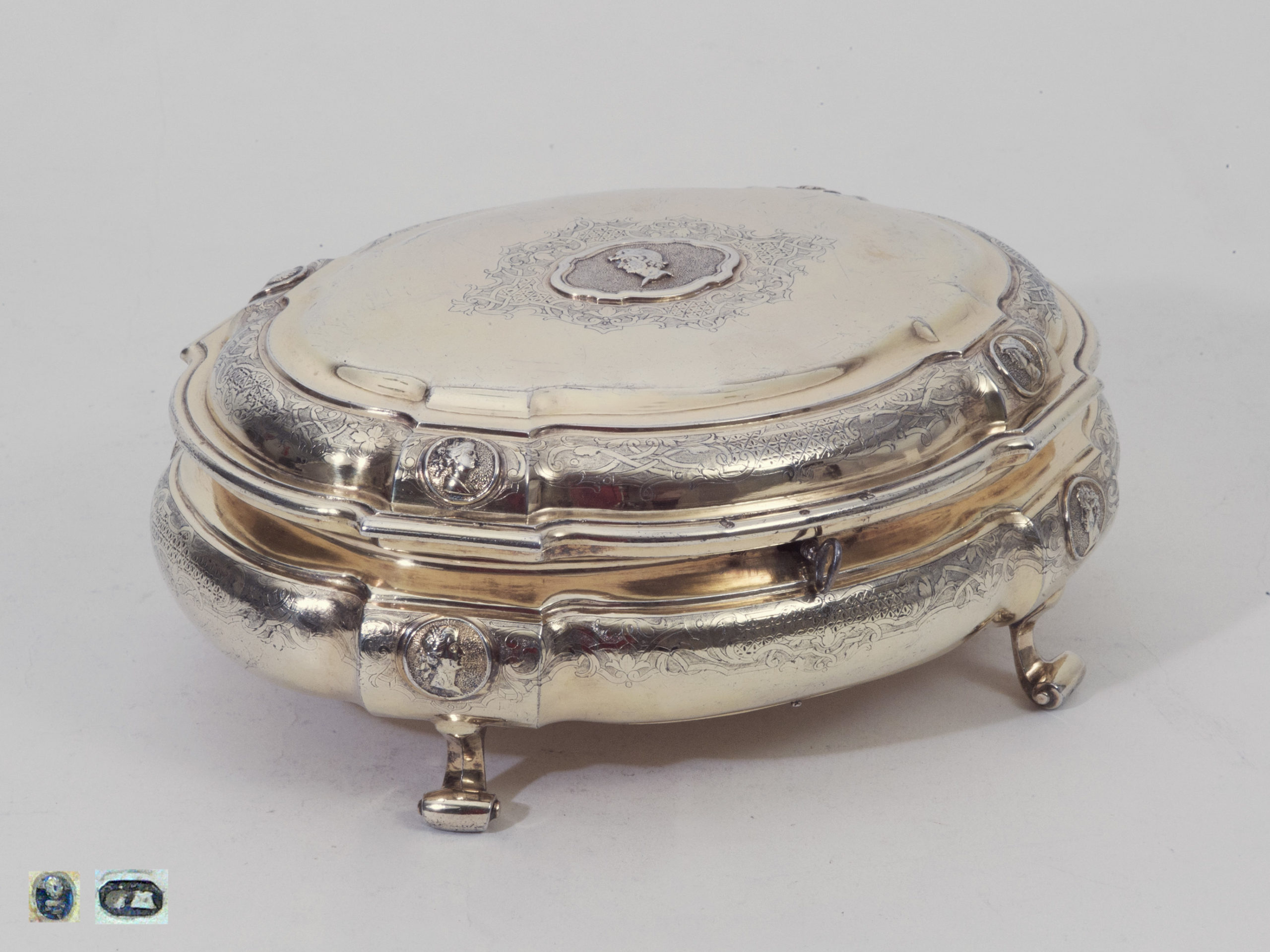 silver toilet box, casket, german