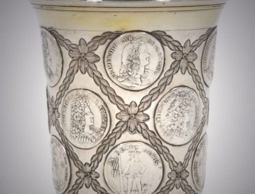 Silver, parcel-gilt beaker with coins Catherine the Great