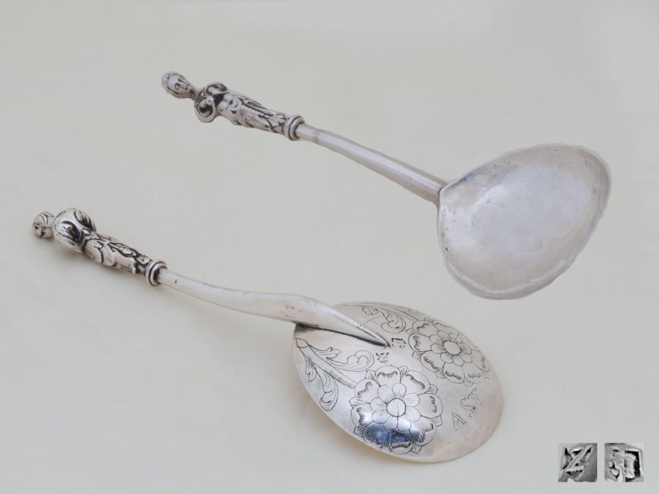 Silver Swiss Spoon, 17th c., engraved