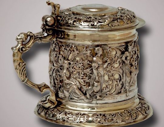 Silver tankard, biblical scene, Rebecca