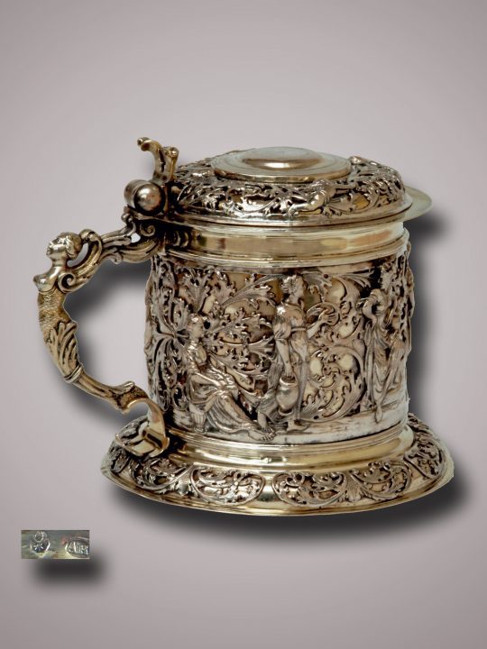 Silver tankard, biblical scene, Rebecca