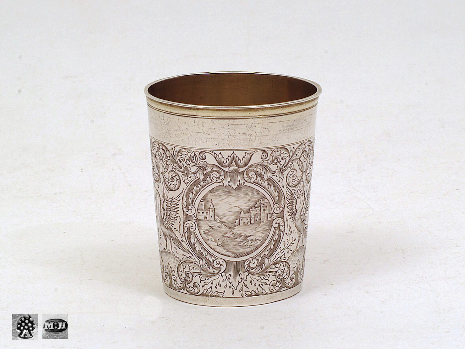 Silver beaker engraved