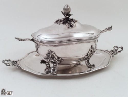 silver rococo tureen on stand, 18th c.