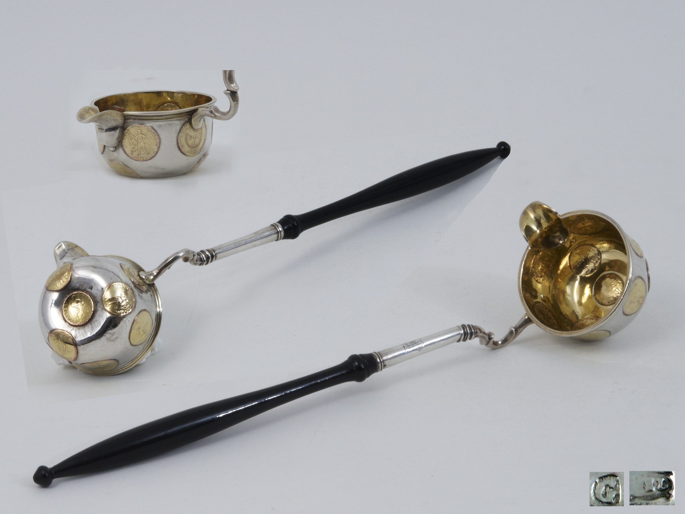 silver ladle, coin ladle, 18th c.