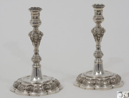antique silver candlesticks, Régence 18th c.