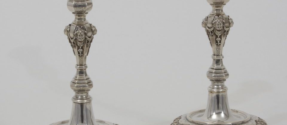 antique silver candlesticks, Régence 18th c.