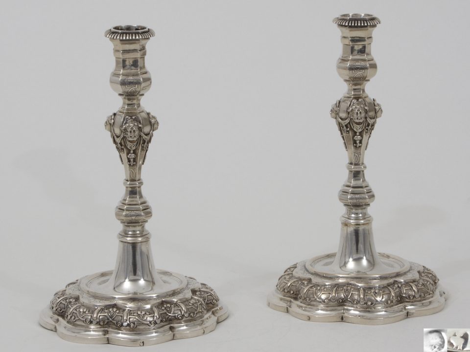 antique silver candlesticks, Régence 18th c.