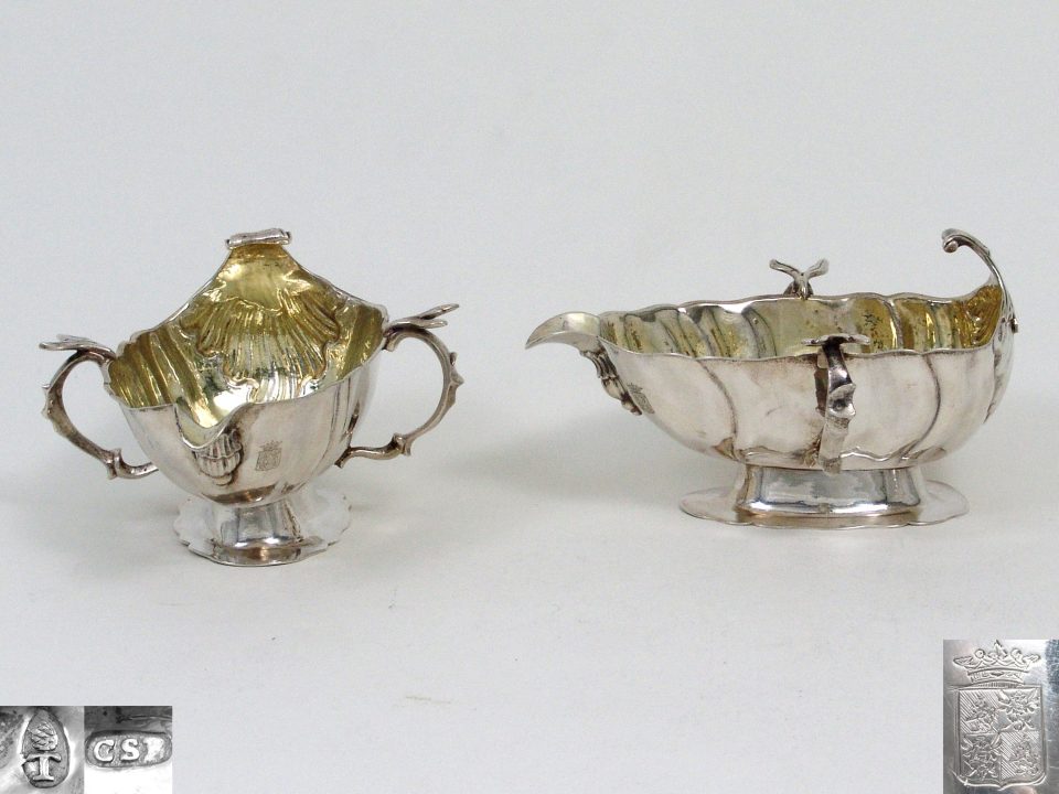 antique silver sauceboats, 18th c.