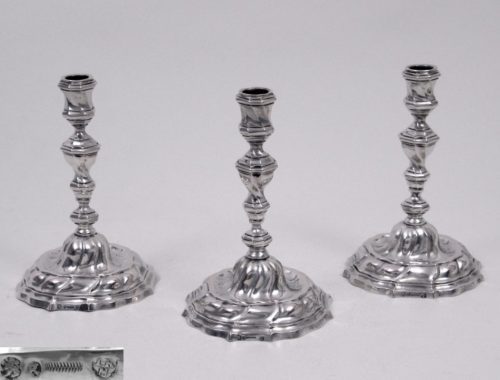 set antique silver candlesticks, 18th c.