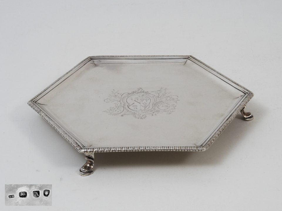 antique silver salver George II, London
