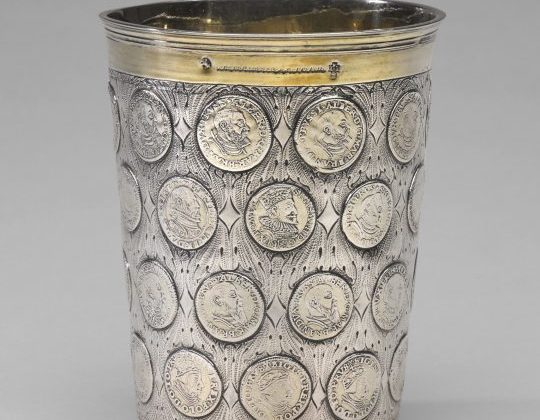 silver gilt beaker inset coins, Berlin 18th century