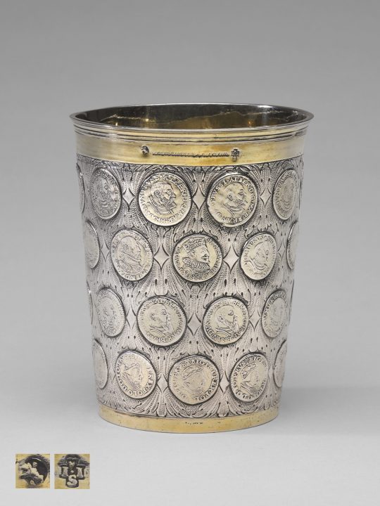 silver gilt beaker inset coins, Berlin 18th century