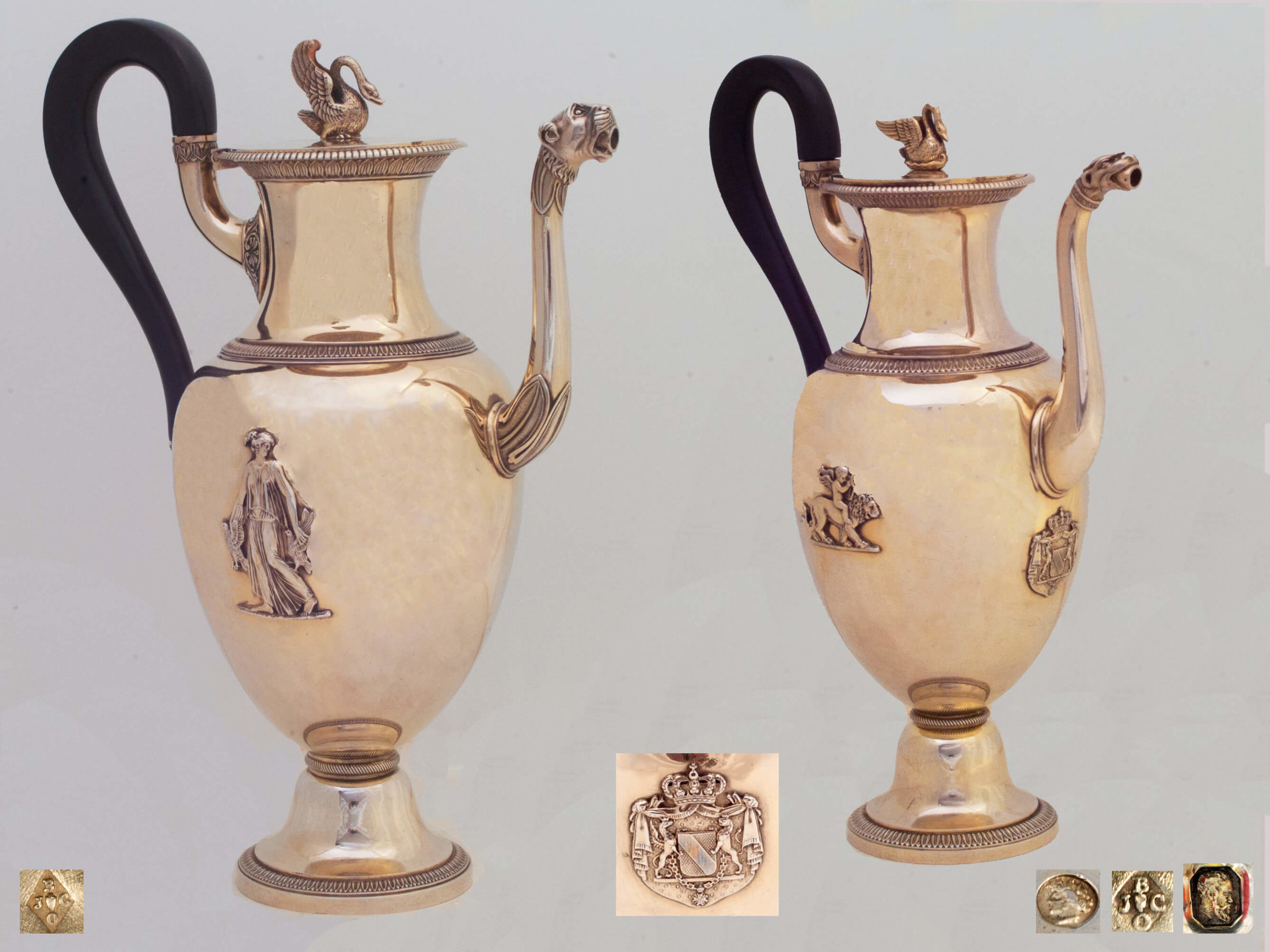 Two French Silver Gilt Empire Coffeepots │Helga Matzke